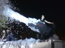Cannon shoots foam